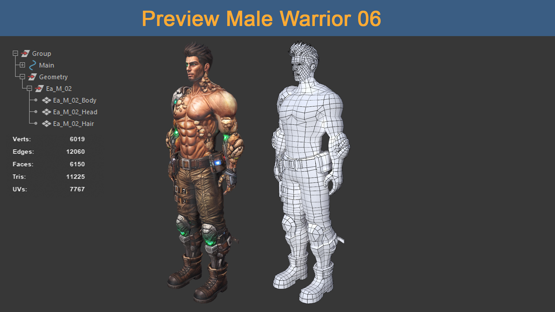 Character Male Warriors 06 - Ready for game Low-poly 3D model_8