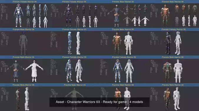 Asset 03 - 04 Models Character Warriors - Ready for game