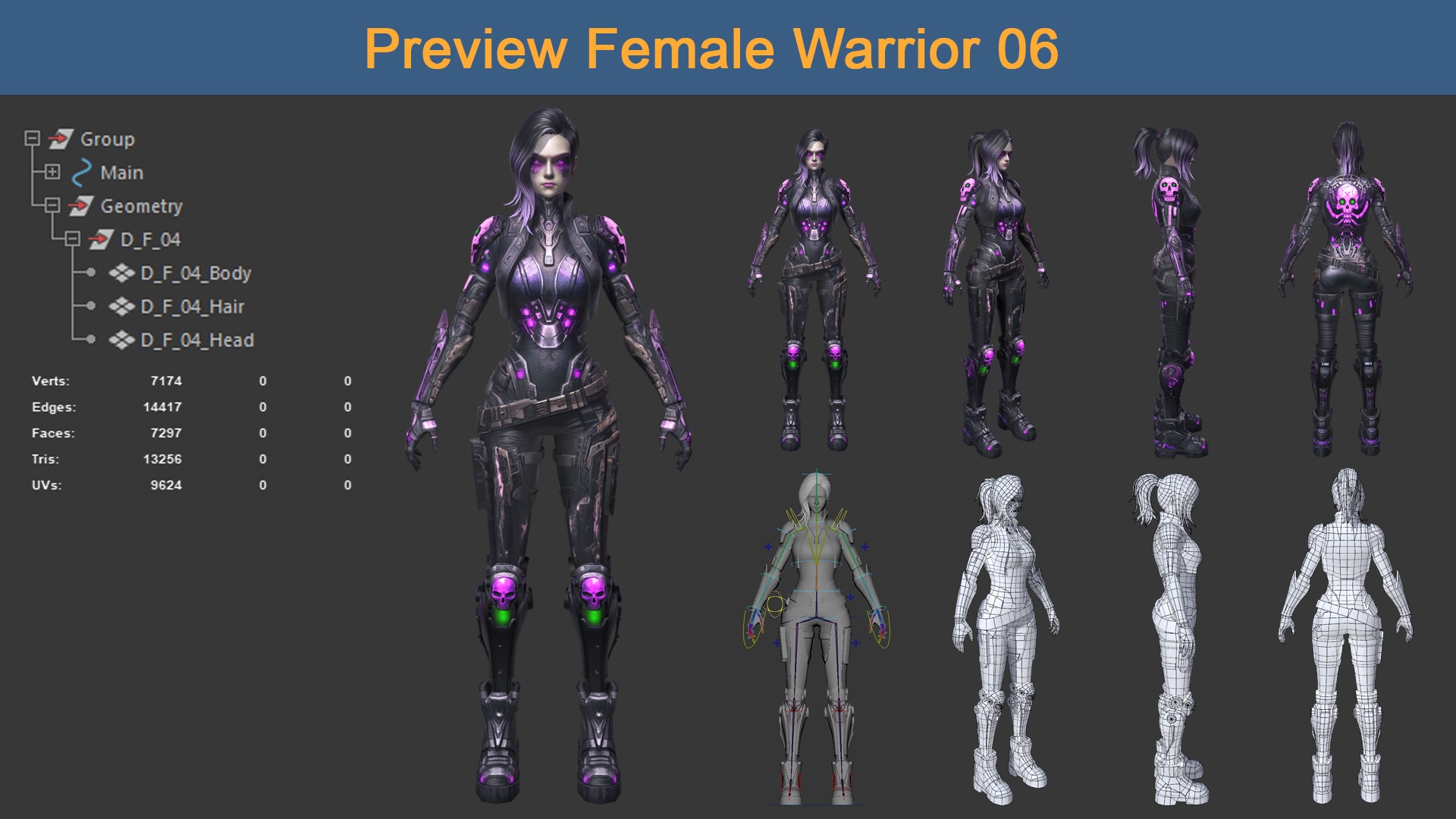 Asset 03 - 04 Models Character Warriors - Ready for game 3D Model Collection_8