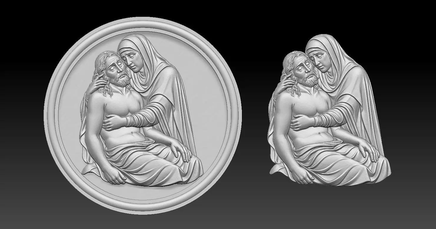 Jesus and Mary Pendant 3D print model_0