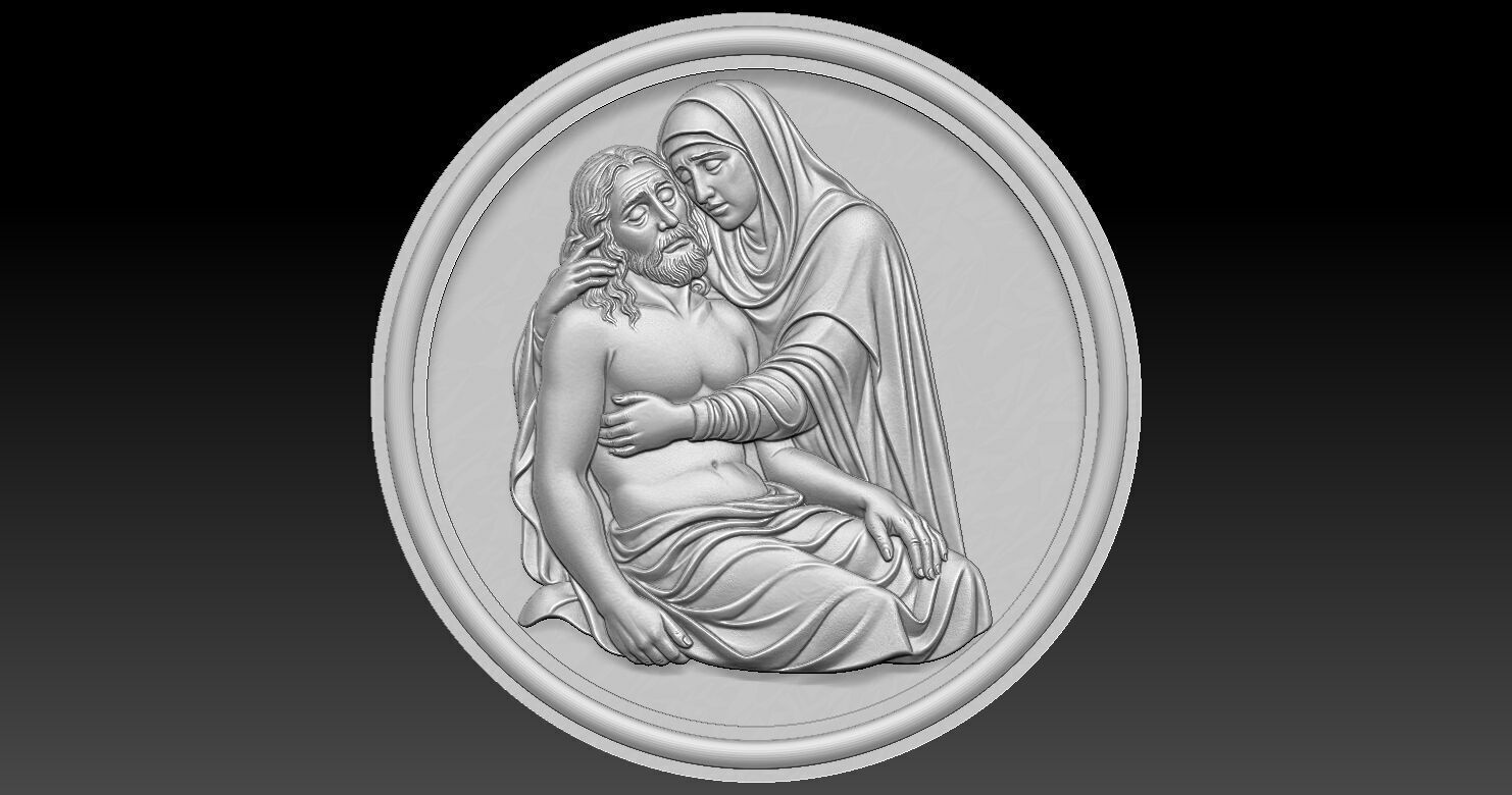 Jesus and Mary Pendant 3D print model_16