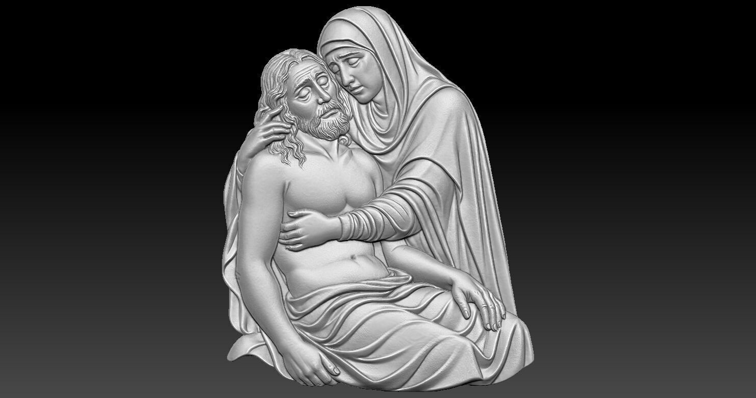 Jesus and Mary Pendant 3D print model_14