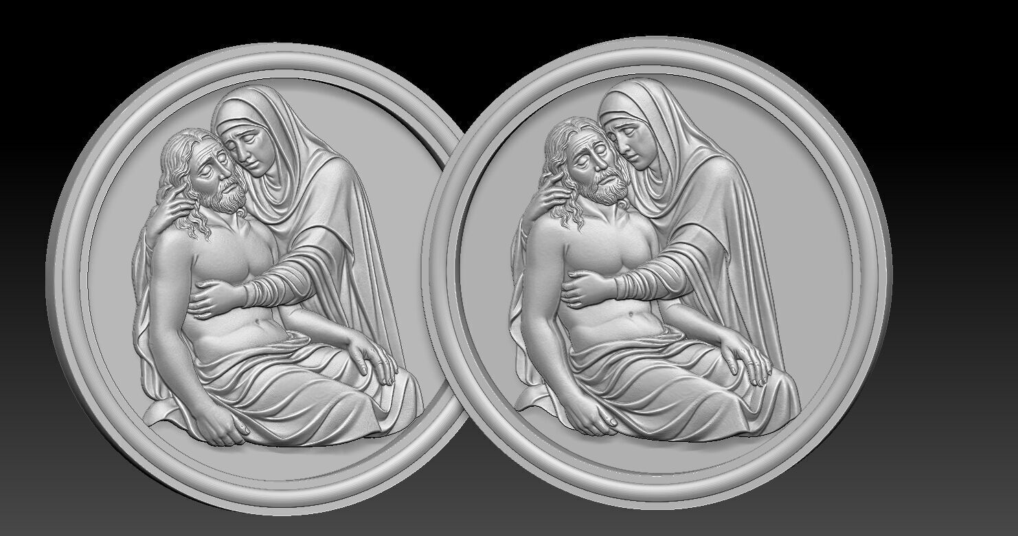 Jesus and Mary Pendant 3D print model_11