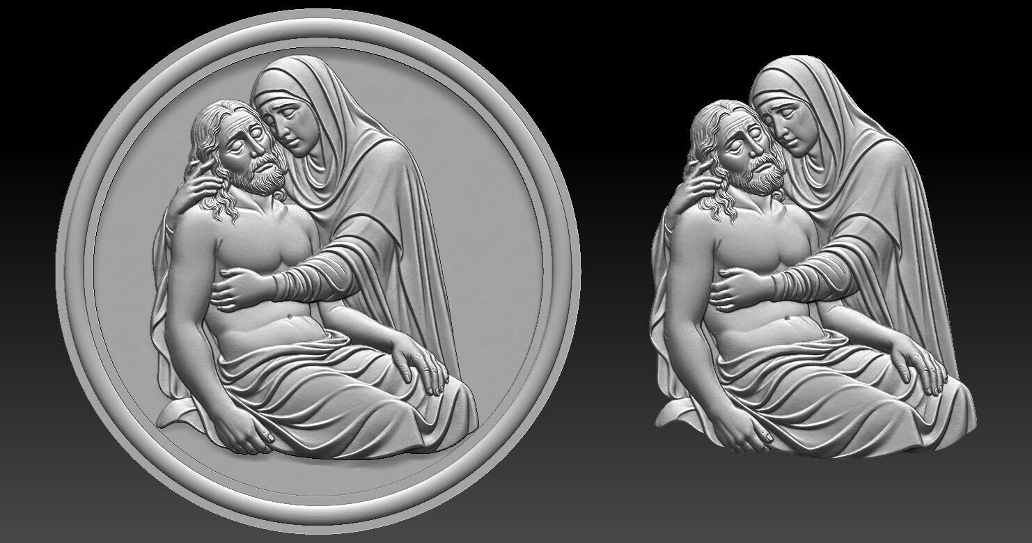 Jesus and Mary Pendant 3D print model_5