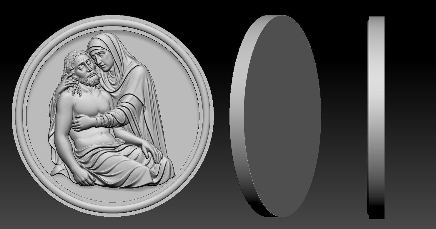 Jesus and Mary Pendant 3D print model_3