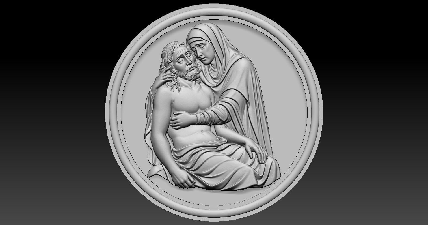 Jesus and Mary Pendant 3D print model_8