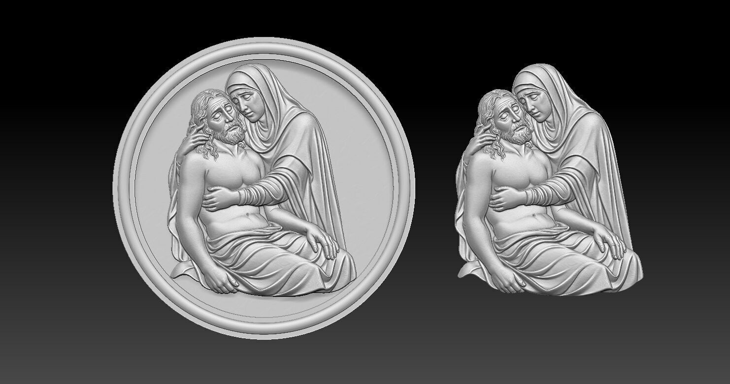 Jesus and Mary Pendant 3D print model_6