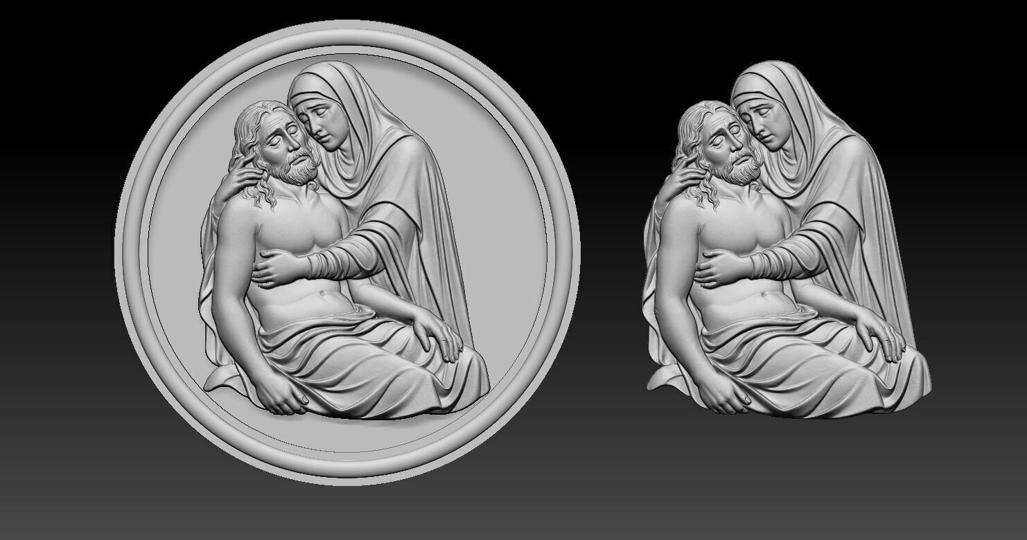 Jesus and Mary Pendant 3D print model_7
