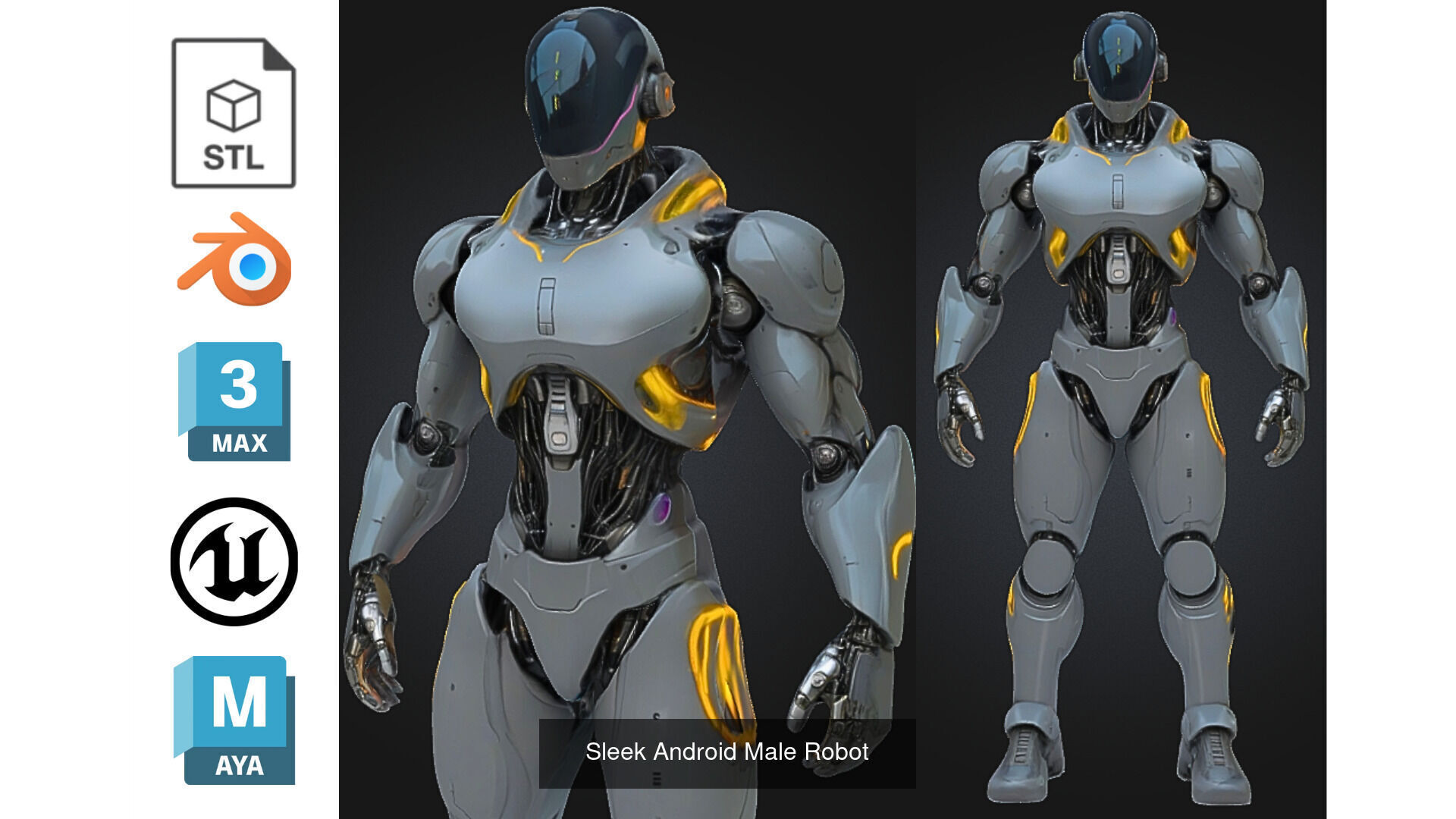 6 Futuristic Sci-Fi Cyborg Soldier Pack High-Tech Armor 3D Model Collection_5