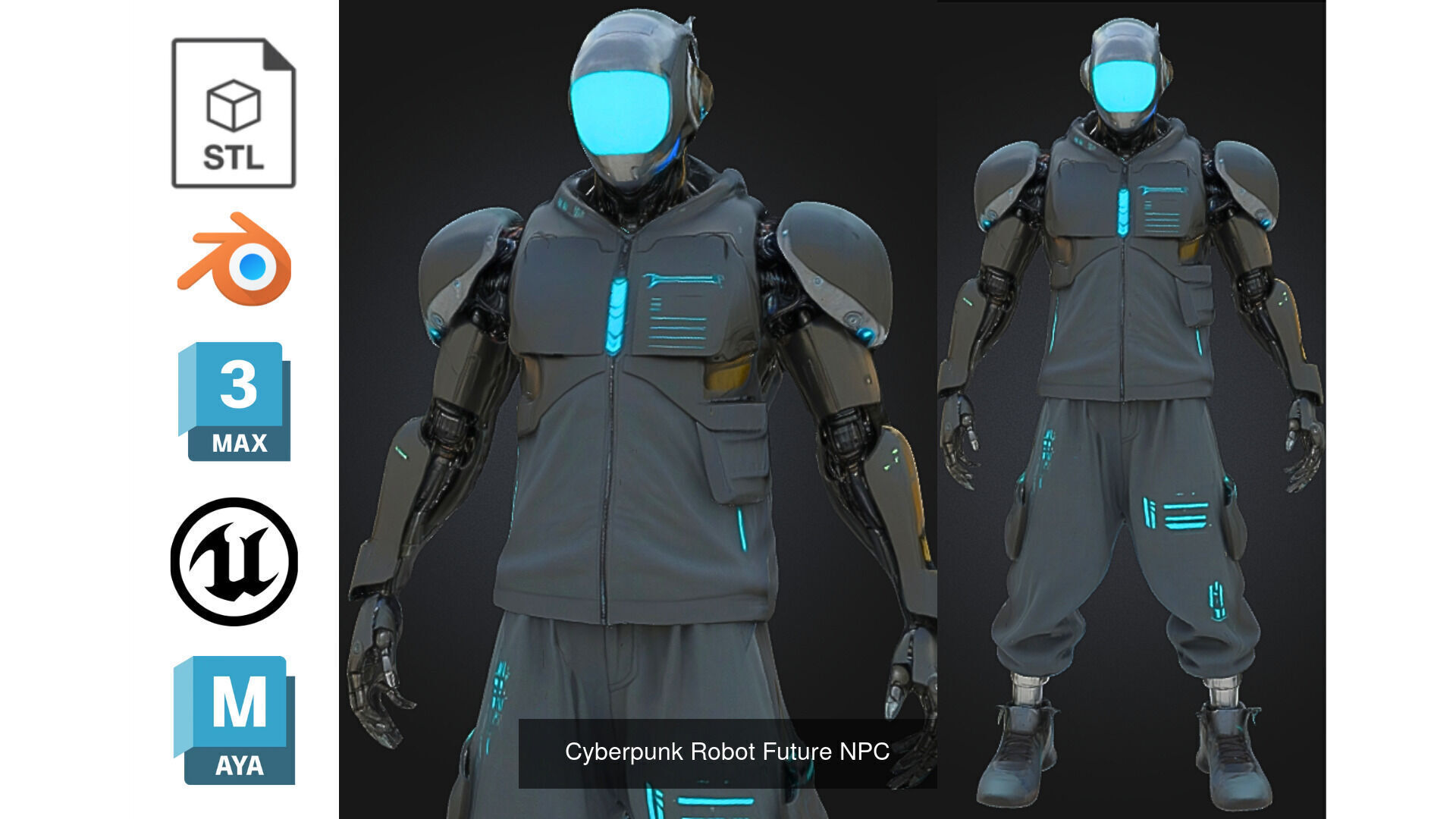 6 Futuristic Sci-Fi Cyborg Soldier Pack High-Tech Armor 3D Model Collection_6