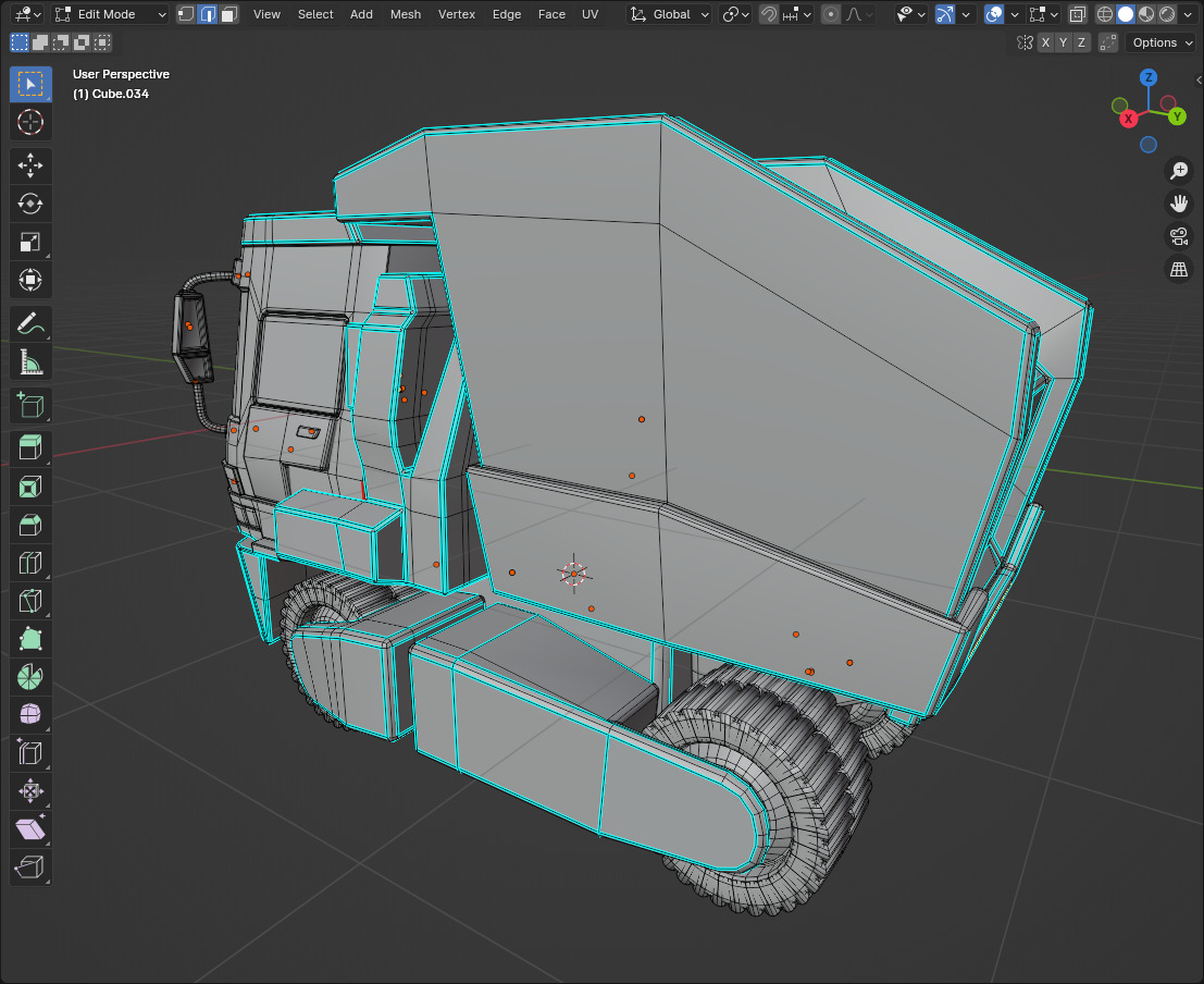 Low Poly Stylized Dump Truck 3D model_8