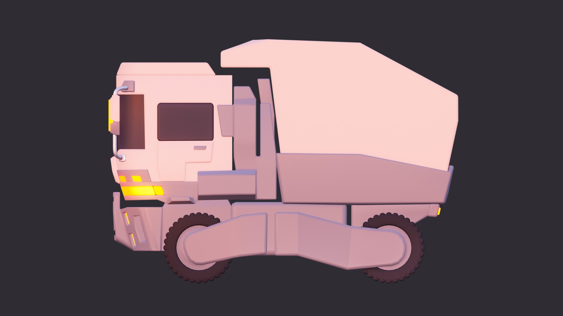 Low Poly Stylized Dump Truck 3D model_4