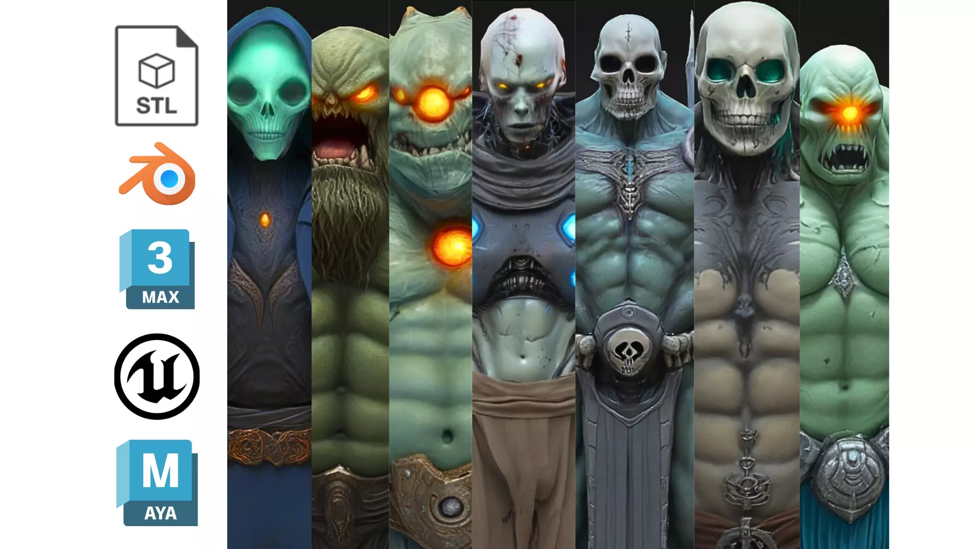7 Undead e Demonic Warrior Pack 3D Model Collection_0