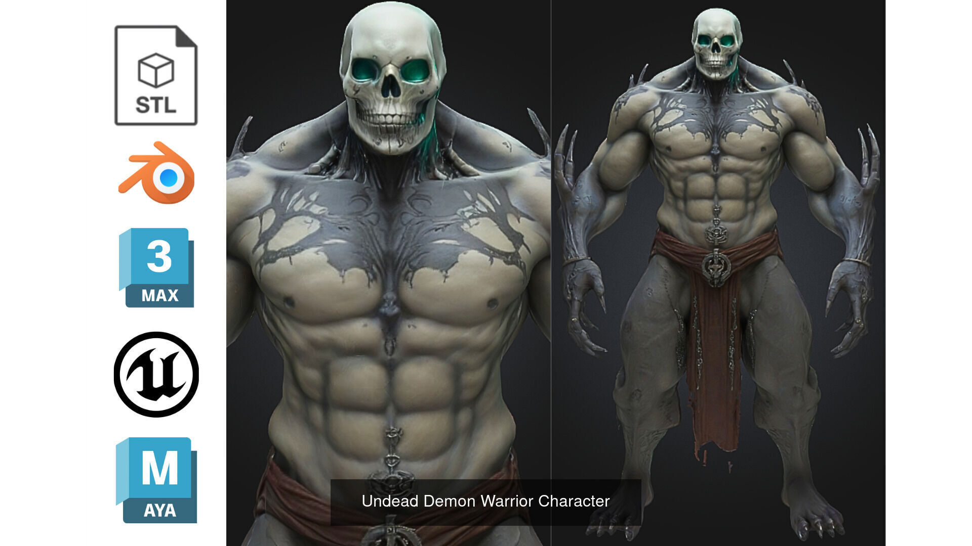 7 Undead e Demonic Warrior Pack 3D Model Collection_6