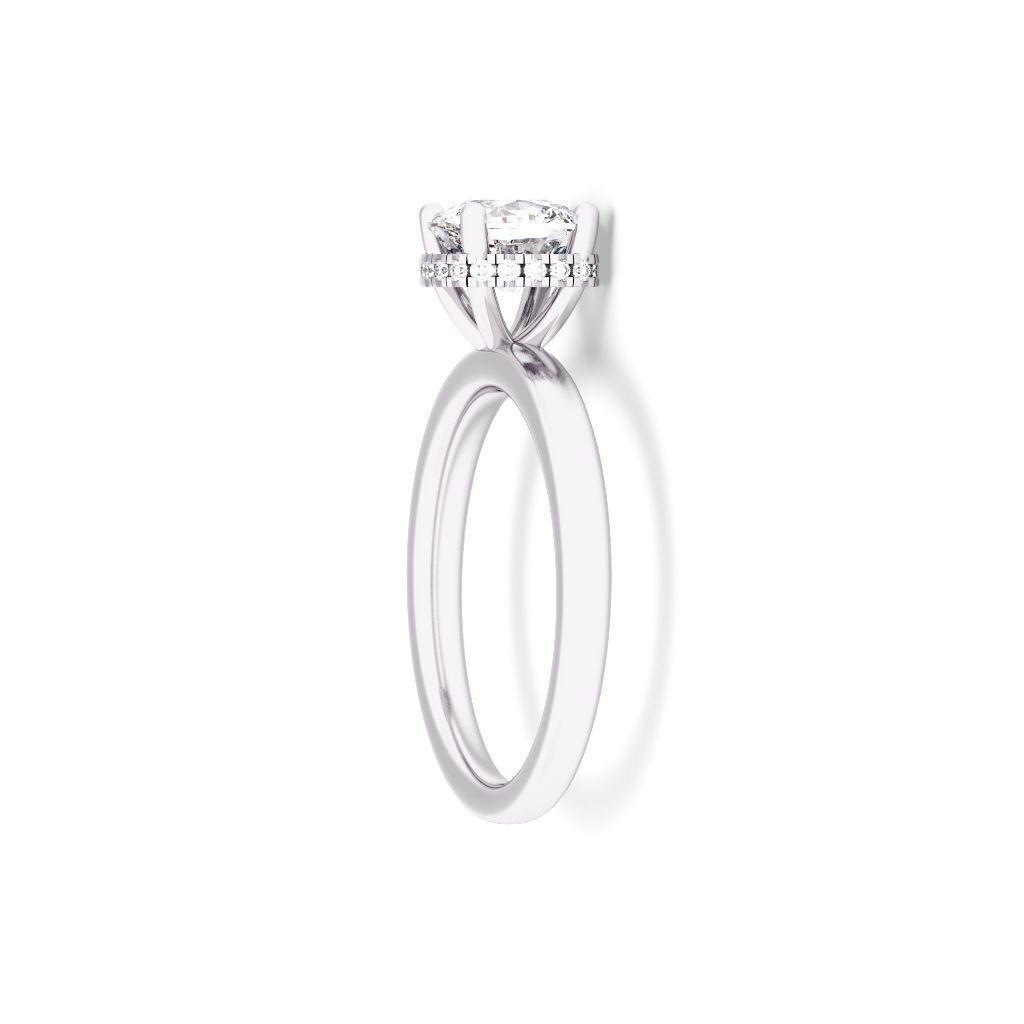 Cushion Cut Hidden Halo Engagement Ring 3D print model_9
