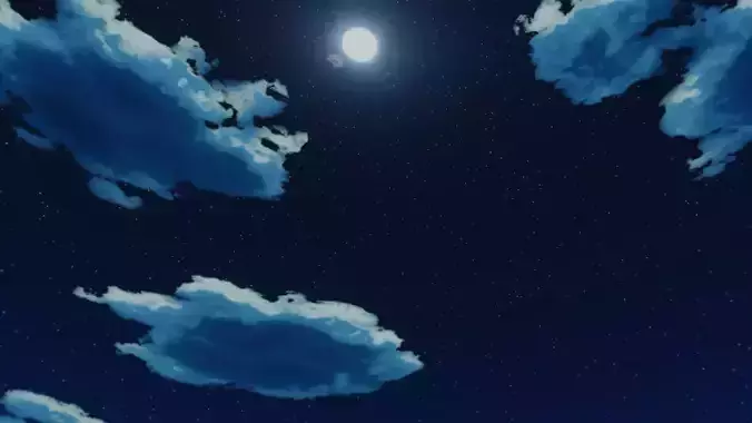 anime starry night Low-poly 3D model