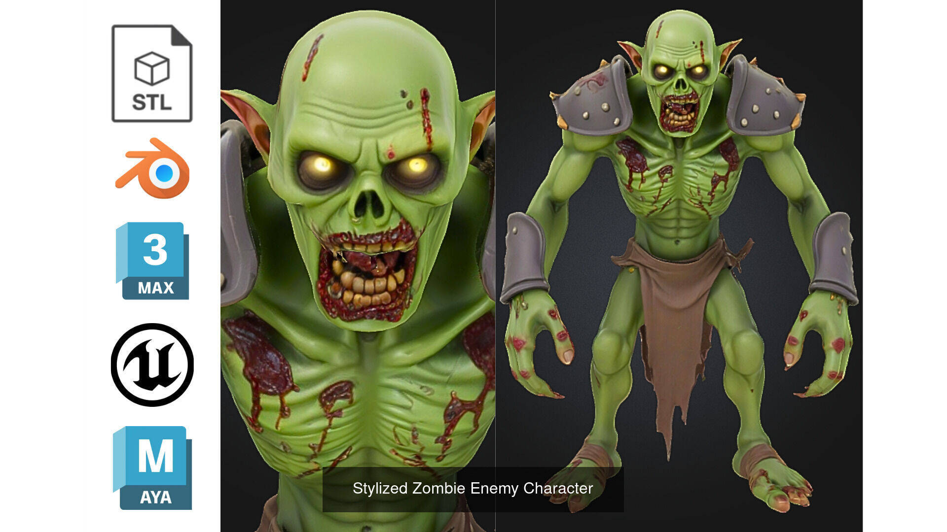 4 Zombie Horde Character Pack 3D Model Collection_1