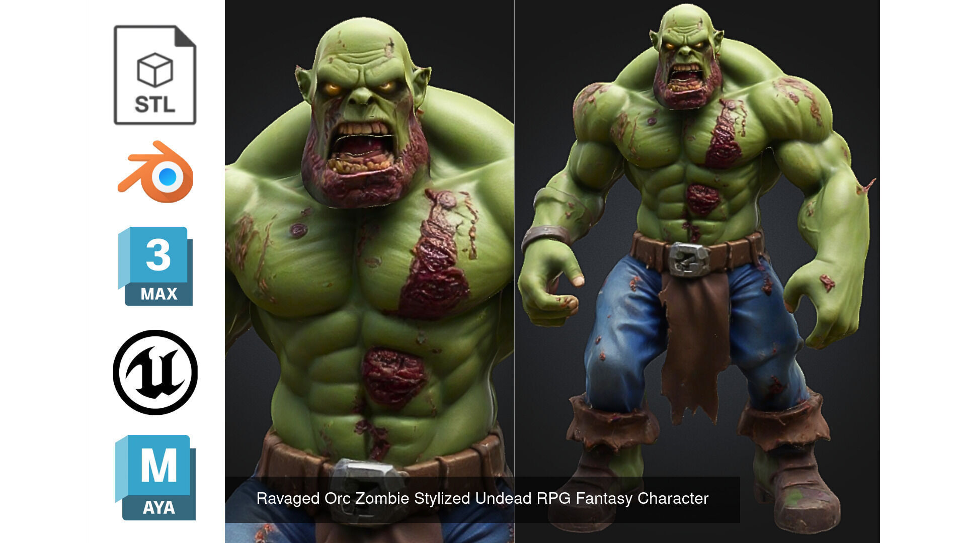 4 Zombie Horde Character Pack 3D Model Collection_4