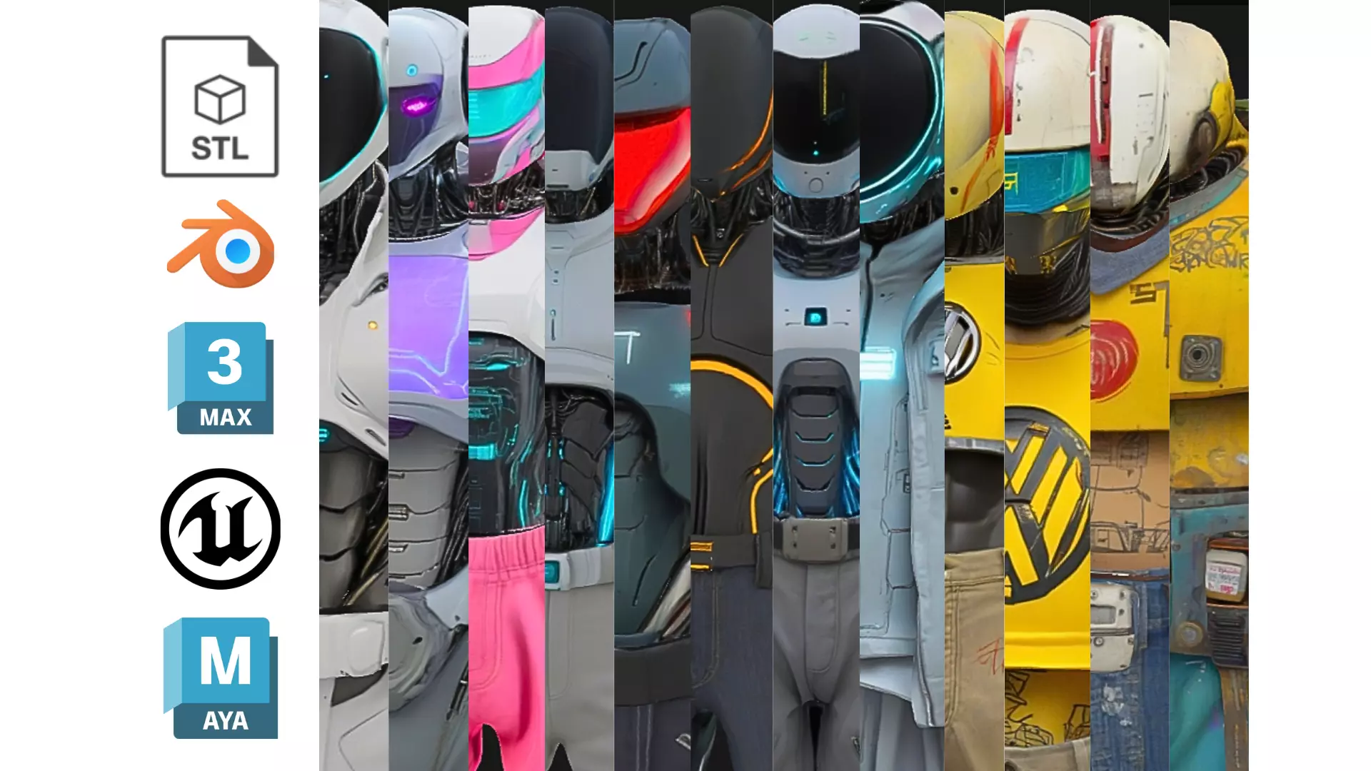 PACK 15 Stylized Sci-Fi Android and Robot Pack 3D Model Collection_0