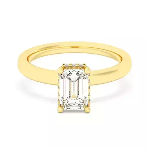 Emerald Cut Hidden Halo Engagement Ring 