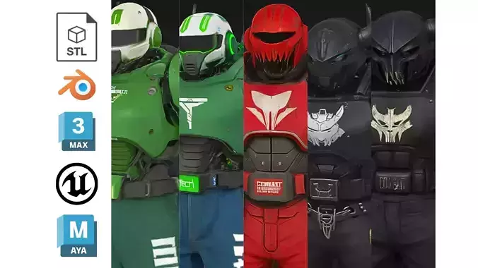 PACK 5 Armored Mecha Warrior Pack 3D Model Collection PACK 5 Armored Mecha Warrior Pack 3D Model Collection