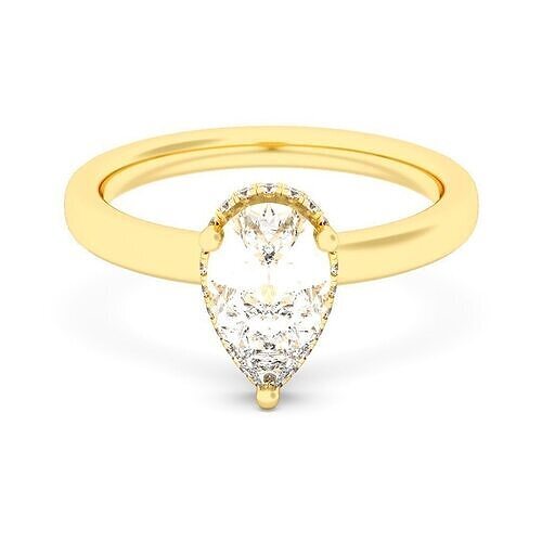 PEAR Cut Hidden Halo Engagement Ring 3D print model