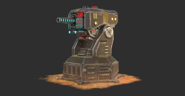 anti aircraft defence Low-poly 3D model_1