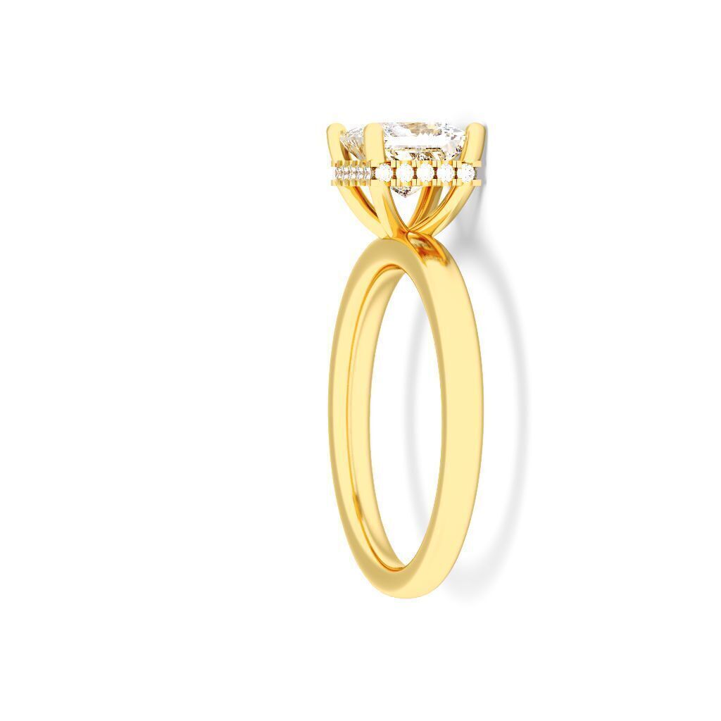 PRINCESS Cut Hidden Halo Engagement Ring 3D print model_3