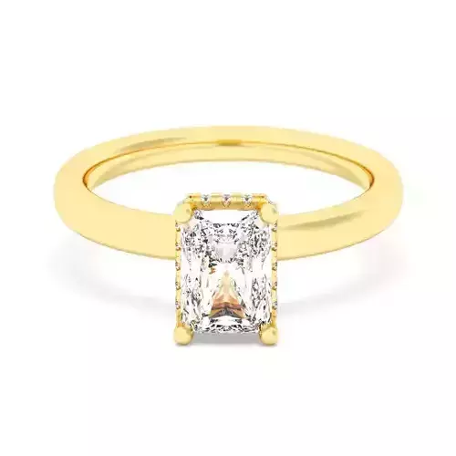 RADIANT Cut Hidden Halo Engagement Ring 