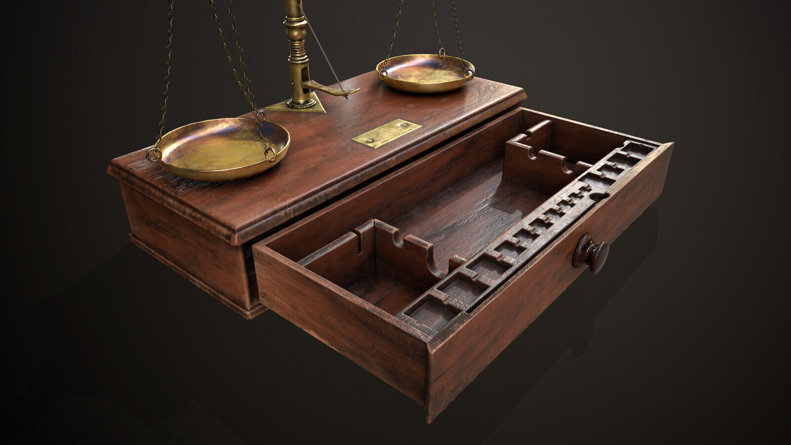 Chinese Ancient Cashiers Table Low-poly 3D model_1