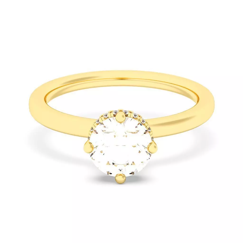 ROUND Cut Hidden Halo Engagement Ring 3D print model_0