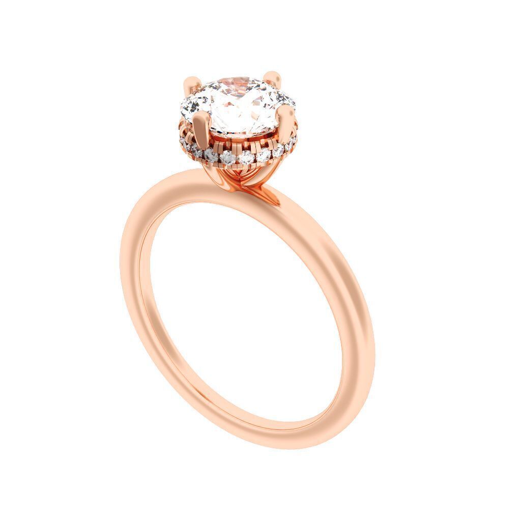 ROUND Cut Hidden Halo Engagement Ring 3D print model_8