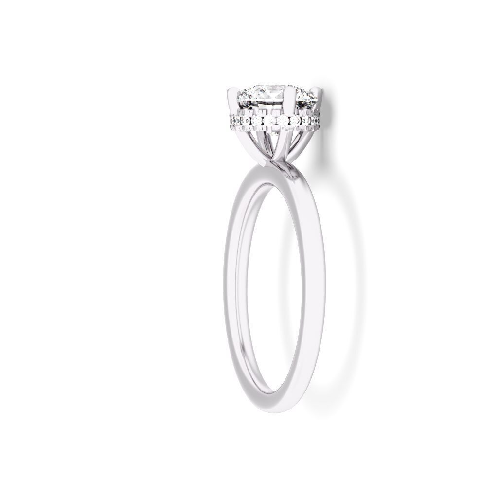 ROUND Cut Hidden Halo Engagement Ring 3D print model_9