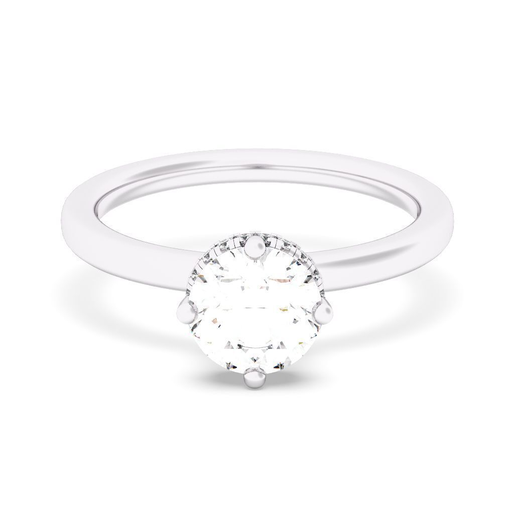 ROUND Cut Hidden Halo Engagement Ring 3D print model_2