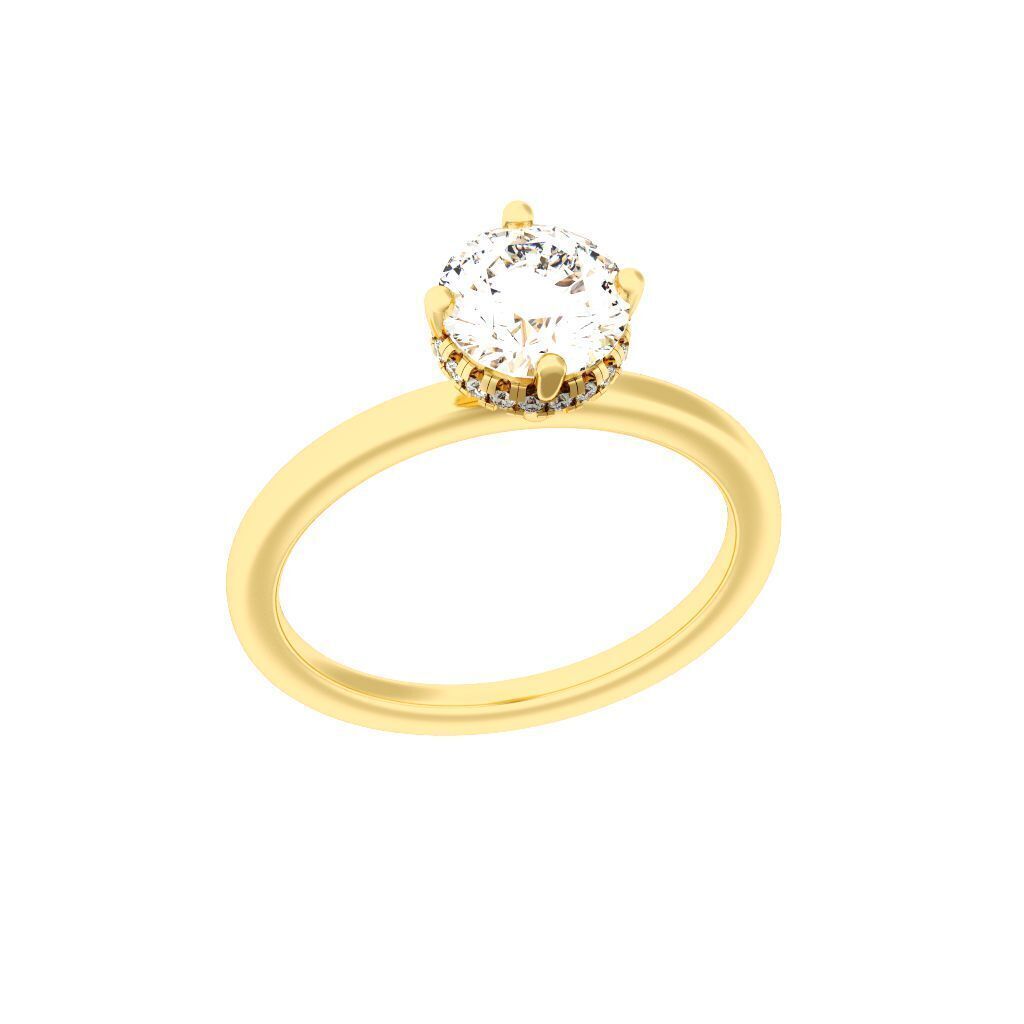 ROUND Cut Hidden Halo Engagement Ring 3D print model_4