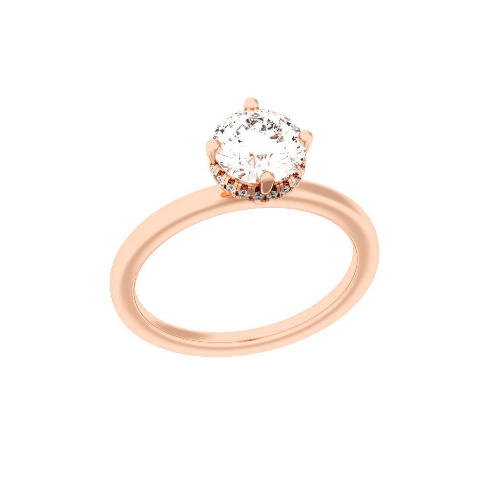 ROUND Cut Hidden Halo Engagement Ring 3D print model_7