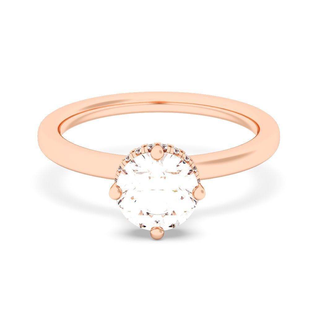 ROUND Cut Hidden Halo Engagement Ring 3D print model_1