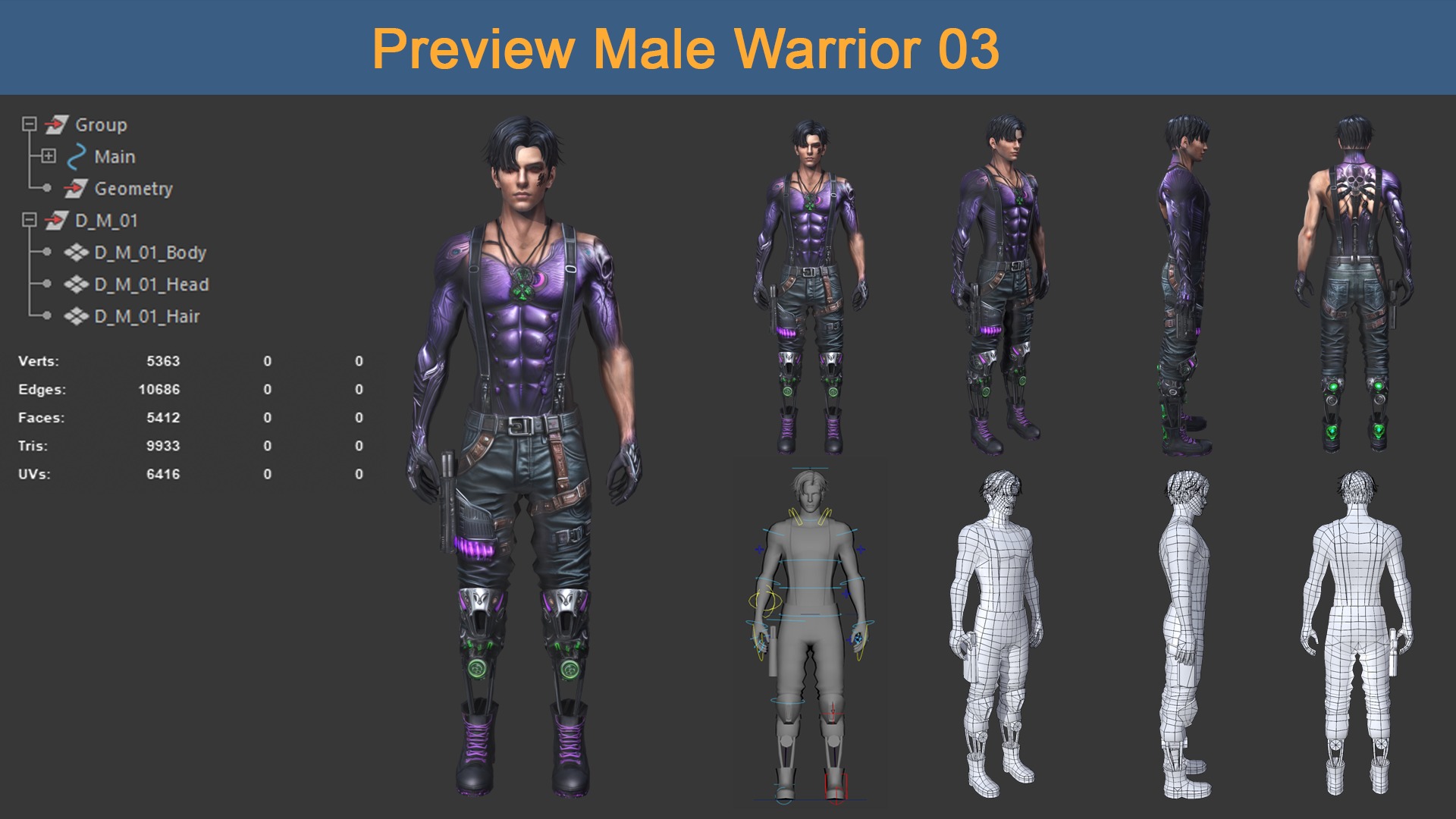 Asset 01 - 08 Models Character Warriors 3D Model Collection_22
