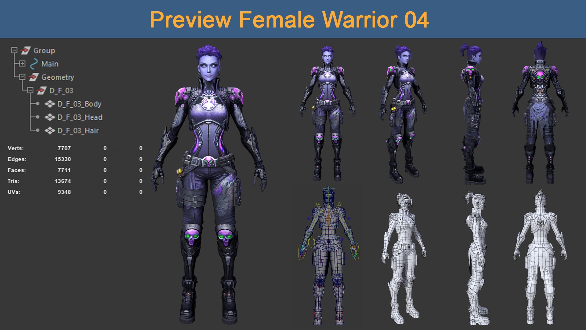 Asset 01 - 08 Models Character Warriors 3D Model Collection_24