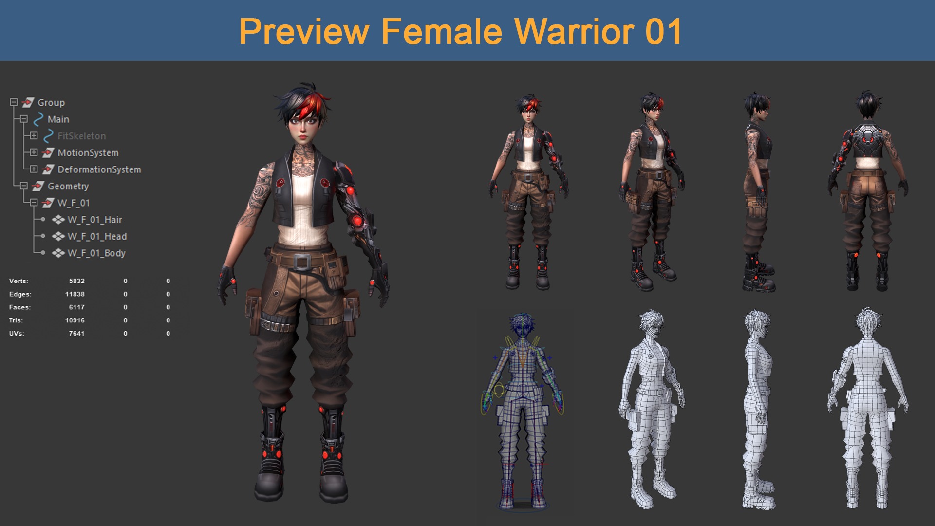 Asset 01 - 08 Models Character Warriors 3D Model Collection_16