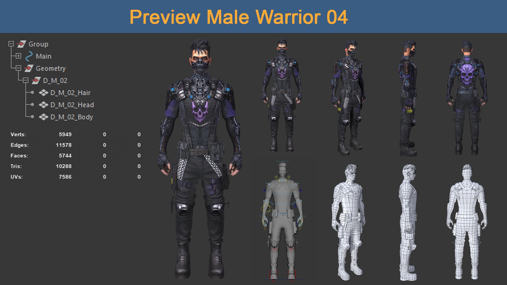 Asset 01 - 08 Models Character Warriors 3D Model Collection_10
