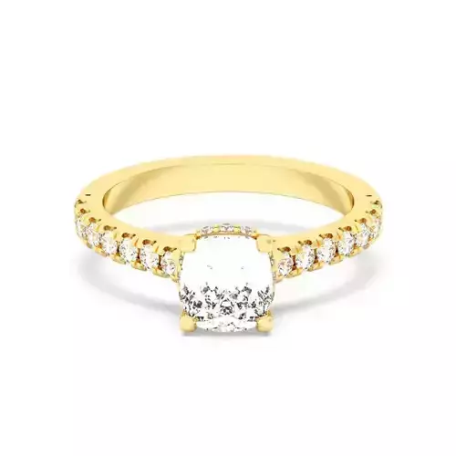 Cushion Cut Hidden Halo Engagement Ring