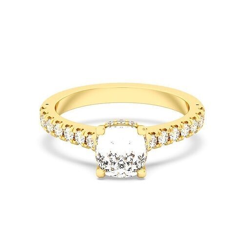 Cushion Cut Hidden Halo Engagement Ring 3D print model