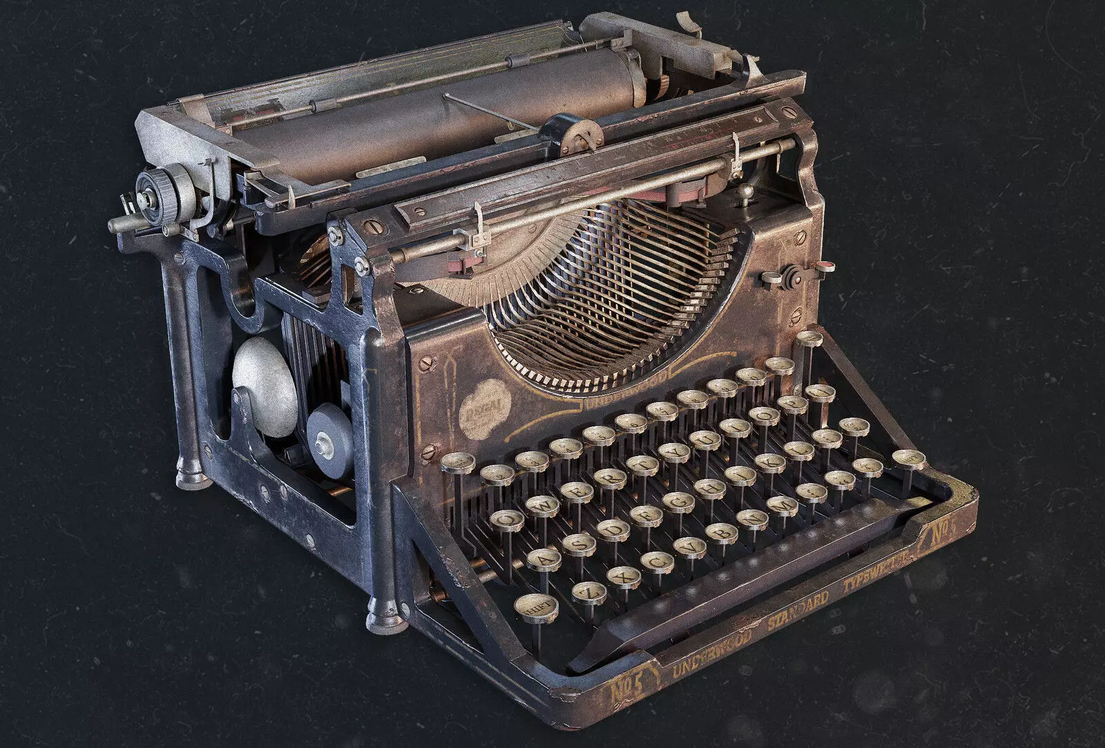 antique typewriter Low-poly 3D model_0