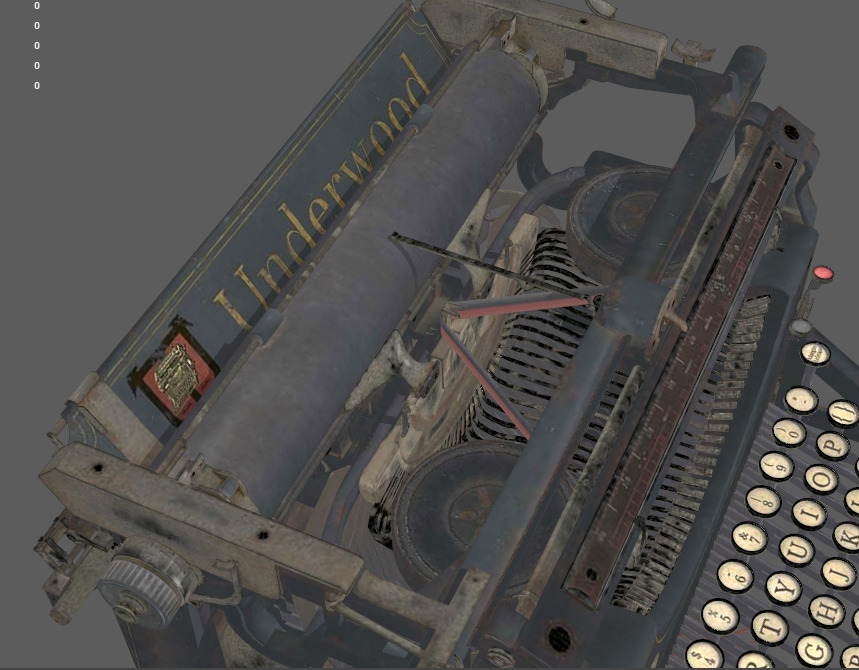 antique typewriter Low-poly 3D model_2