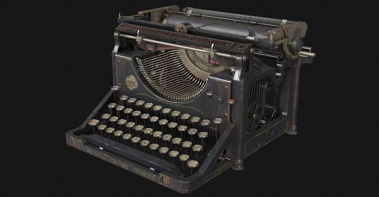 antique typewriter Low-poly 3D model_1