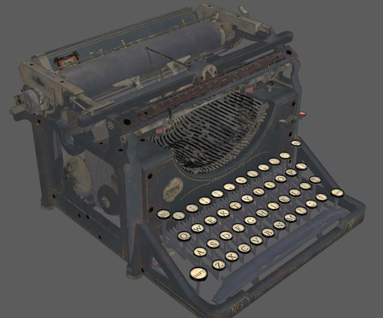 antique typewriter Low-poly 3D model_4
