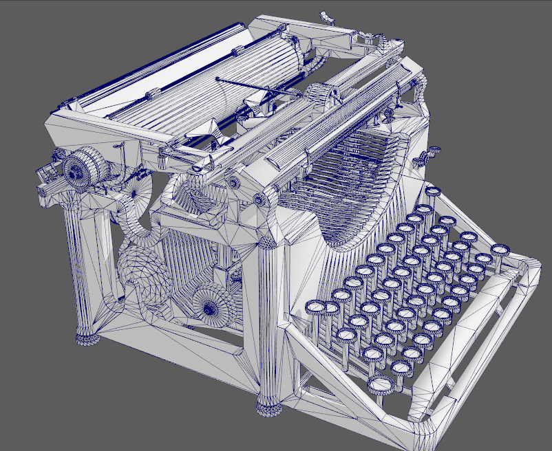 antique typewriter Low-poly 3D model_7