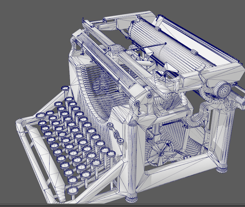 antique typewriter Low-poly 3D model_6