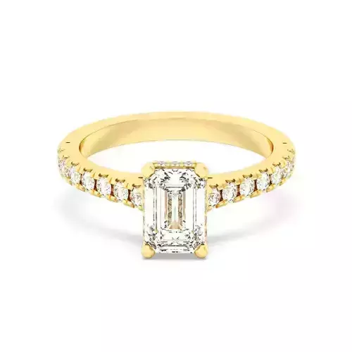 Emerald Cut Hidden Halo Engagement Ring 